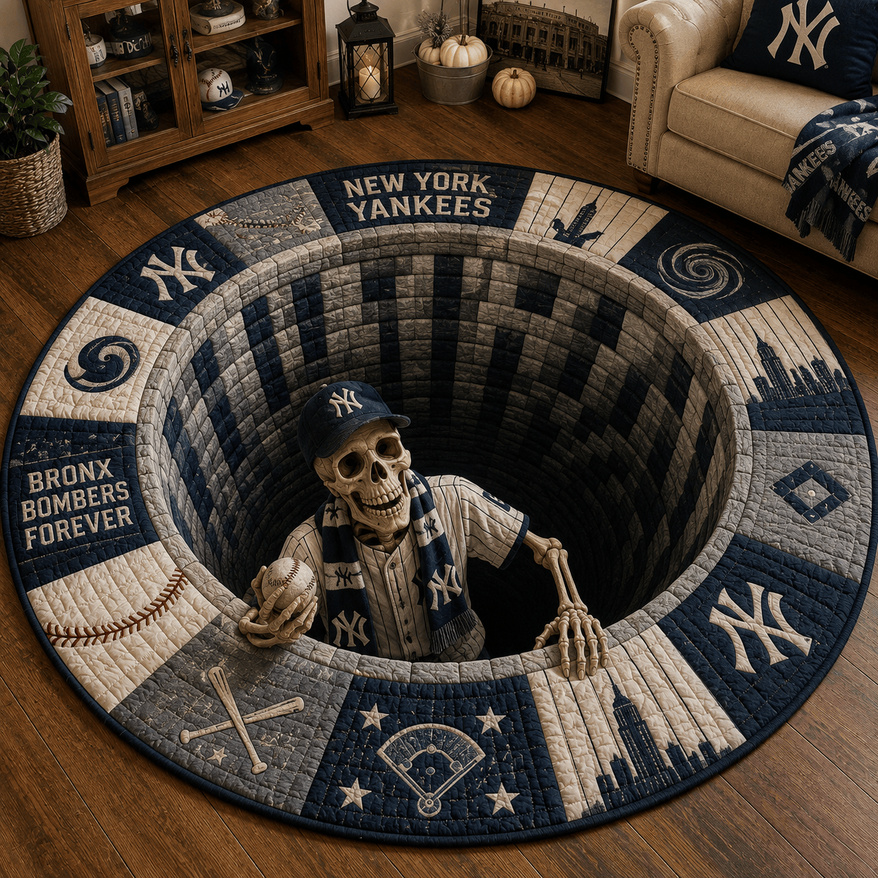 NYY Quilted Round Mat HQH